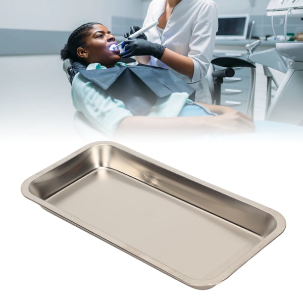 Rostfritt stål kirurgisk tandbricka rektangulär metall kosmetisk förvaringsfack för nail art
