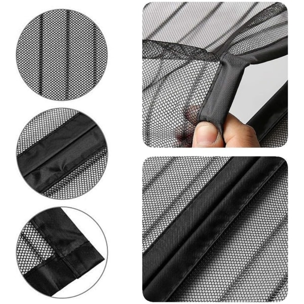 Paris Magnetisk fluenetdør, 90x270cm magisk net anti-myg med glasfiber for at holde fluer ude, sort