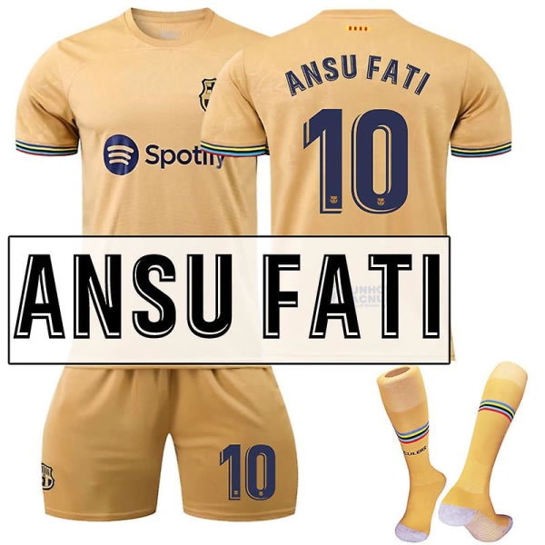 22-23 Barcelona borta #10 Ansu Fati T-paita Fotboll Uniform Set XL