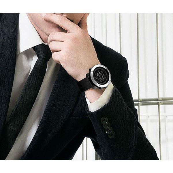 Digital display herr elektronisk klocka dubbel tid Armbandsur