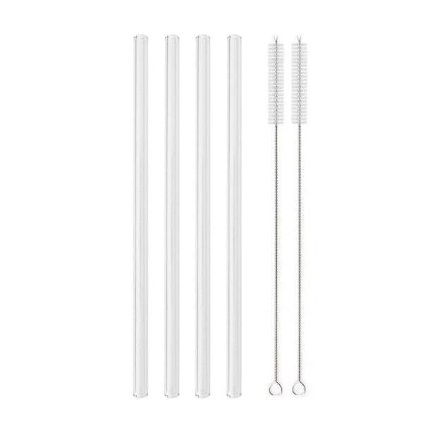 Rett Bøy Strå Borosilikat Glass Stråer Miljøvennlige Gjenbrukbare for Milkshake Bar Tilbehør Stråer med Børster Transparent 2pcs straight+2pcs bend