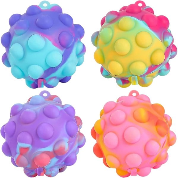 Pop Fidget Leksaker 4 st 3D Stressbollar It Pop Fidgets Paket Party för Barn Leksaker Bulk Klämleksaker Pojkar Vuxen Stress Relief Påskkorg Fyllning...