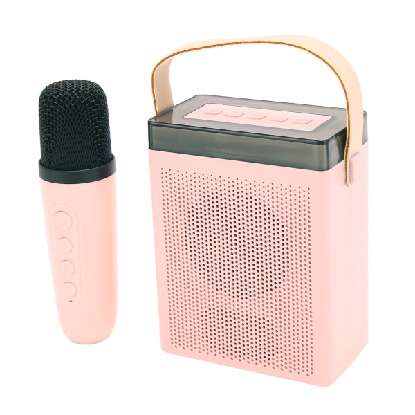 Karaokemaskinesæt med RGB-lys genopladelig Bluetooth-højttaler med 1 trådløs mikrofon til hjemmefest KTV Pink