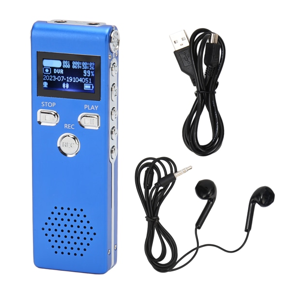 Digital röstinspelare HD-brusreducering Stereo MP3-inspelare med inbyggda dubbla mikrofoner för föreläsningsintervju 8GB