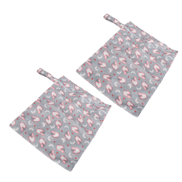 2 kpl Märkäkuivavaippakassit kahvalla Uudelleenkäytettävät vetoketjulliset taskut Järjestäminen Multi märkäpussi vaipoille Märkäuimapuku 11 x 15,7 tuumaa