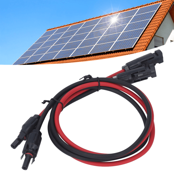 2 stk 12AWG 4mm2 forlengelseskabel for solcellepanel Sort rød solcelleadapter forlengelseskabel med hunnkontakt 1000VDC 1m / 3.3ft