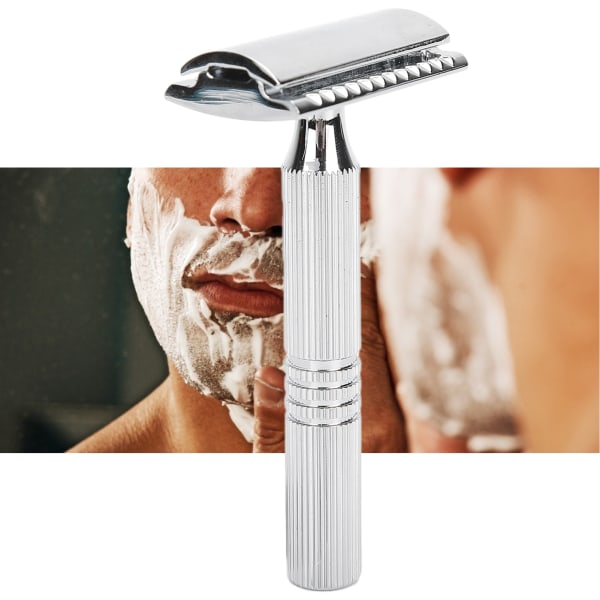 Professionel mænds legeret sikkerhedsbarberkniv Bærbar barbermaskine til hjemmerejser uden klinge (sølv)