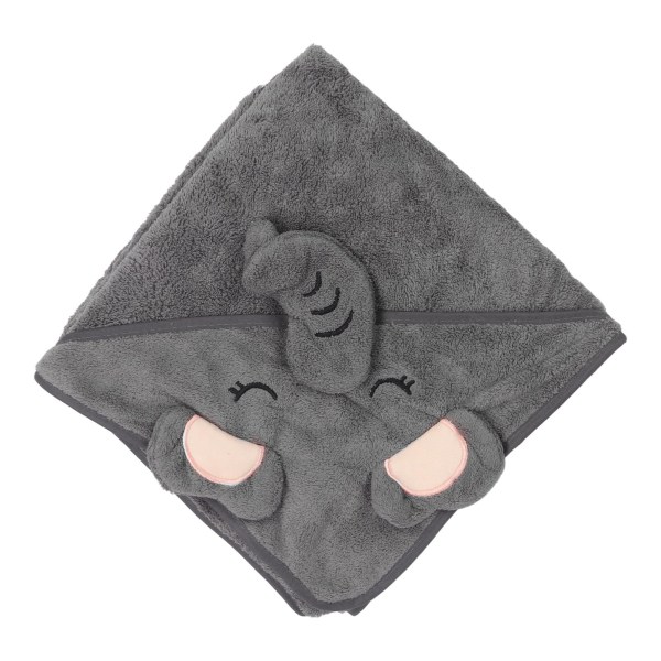 Baby med huva Tecknad djurformad mjuk fleece Vattenabsorbering Baby 80x80 cm Grå elefant