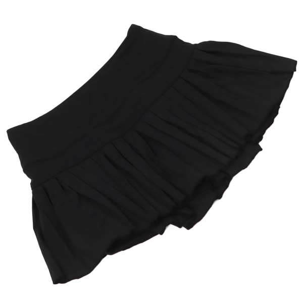 Tennis plisséskjørt Pustende indre shorts Fasjonable svarte sportsskjørt for kvinner med lommer for løpeyoga M