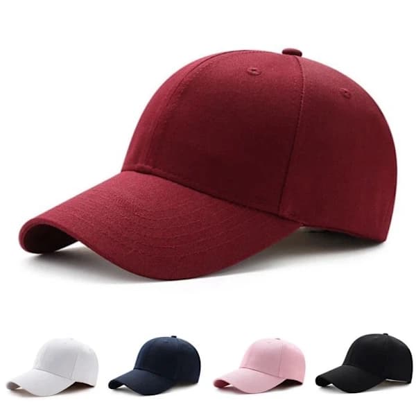Män Kvinnor Solid Snapback Baseball Keps Utomhussport Hattar Justerbar hatt vinröd onesize