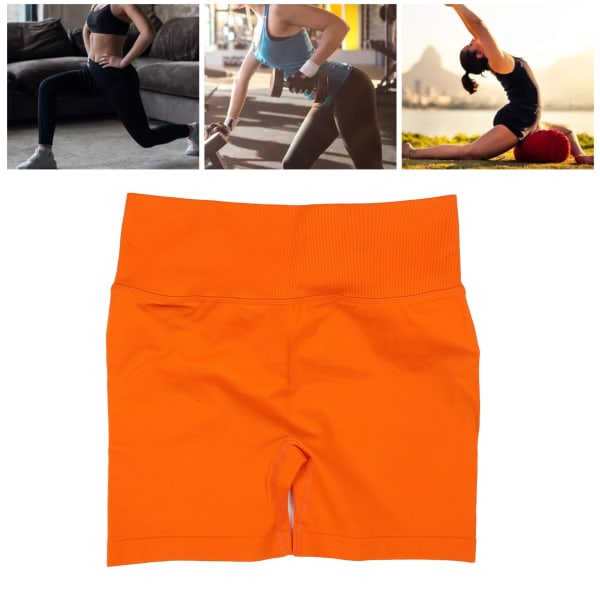 Butt Lifting Yoga Shorts Høyt midjet Hurtigtørkende Lifting Shorts for Dame Lady Large Orange