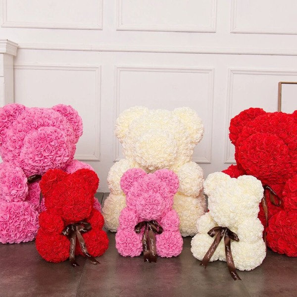 Ros Björn Ros Blomma Nalle För Årsdag Födelsedagar Bröllopsduschar Flickvän Fru Mammor Rosa—PA