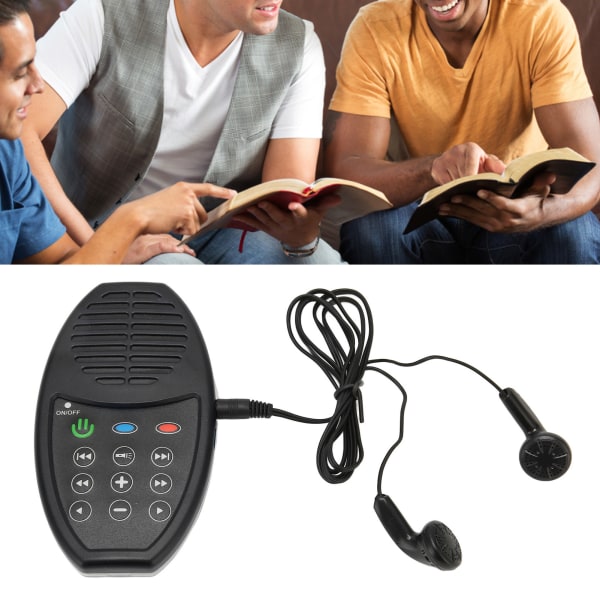 Bible Player Solar Charging 4G Kapacitet Bärbar elektronisk bibelläsare med LED-ljus för bibellyssnare engelska KJV med arameisk svart