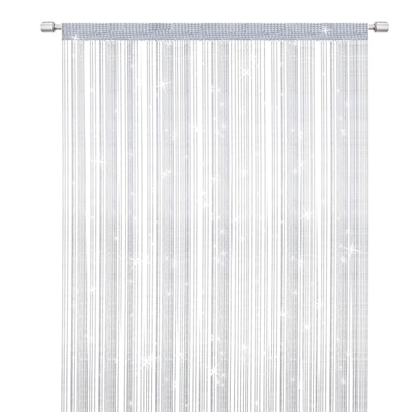 Trådgardiner Dörr Myggnät, Elegant Avdelare Tofs Gardin för heminredning, Rumsavdelare för dörrar och fönster, Vit (100x200cm)（PA）