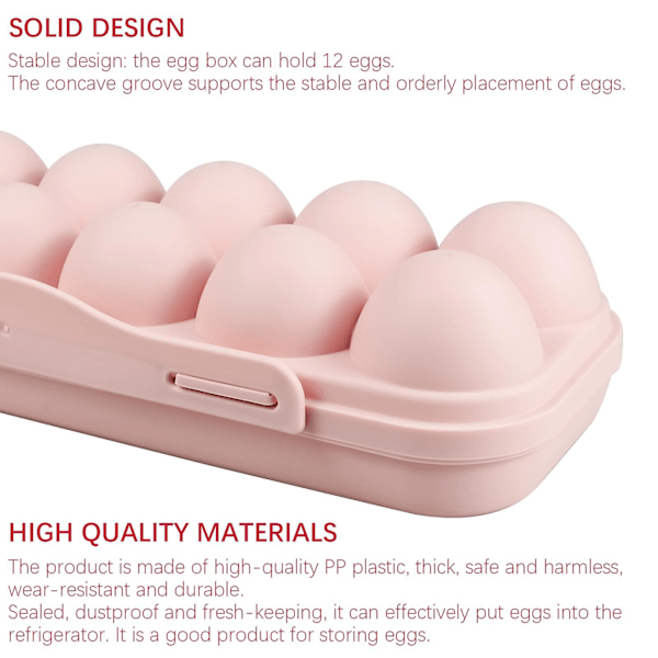 2-pack Egg Storage Container with Lid, 12 Compartment Egg Holder for Refrigerator, Plastic Egg Storage Box, Egg Organizer with Cover Holds 24 Eggs