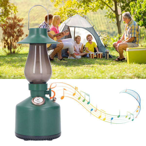 Hängande handlykta Bluetooth musik med 1200MAH batteri Retro campingljus för trädgård utomhus grön
