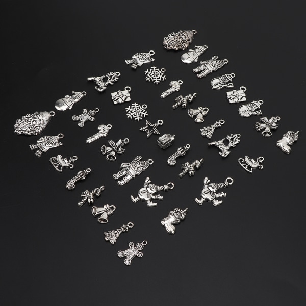 40 stk antikk sølv DIY julestil armbånd anheng smykker gjør tilbehør