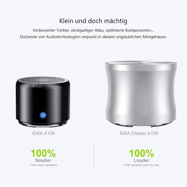 LX-EWA-A106pro Ultra Mini Bluetooth-kaiutin - Hopeanharmaa