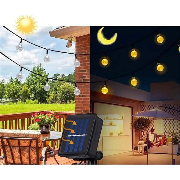 LED-lyskjede balkong krystallkuler 60 LED 11m 8 moduser