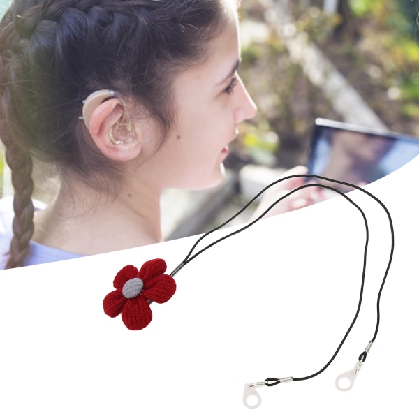 Klämma för hörapparatsnöre Förhindra tappade Söta röda blommor Hörapparathållare för barn tonåringar
