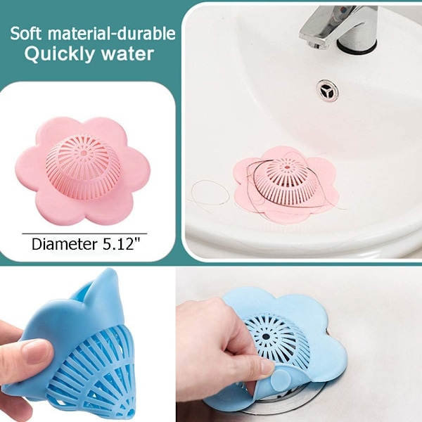 Hår Fångare Silikon Hår Stopper Dusch Avloppsskydd, Badkar och Dusch Avloppsskydd med Sugkoppar Passar 4 Pack