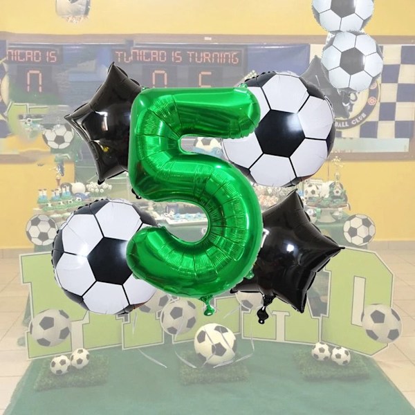 5 stk/sett Fotballballonger 32 tommers folieglober Barn Gutt Fotballball Fotballfest