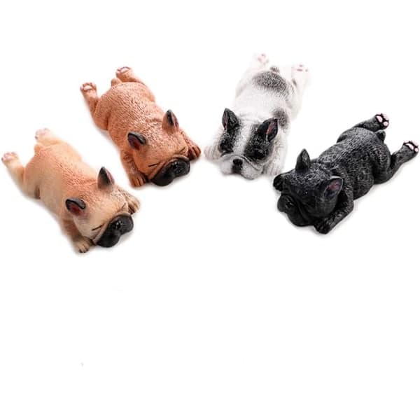 Paris_4-pack 3D Kylskåpsmagnet Fransk Sovande Bulldog