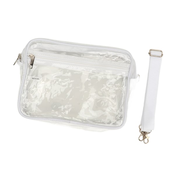Messenger Bag Klar skulderpose PVC vanntett glidelås Justerbar stropp Stor kapasitet Messenger Veske for reise Hvit