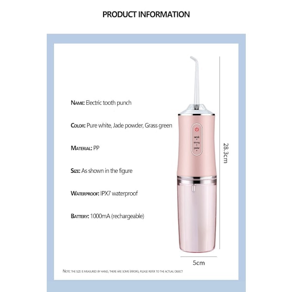 Paris_Dental Water Flosser Spotlight Waterpik Professionel Oral Irrigator Bærbar Floss Cleaner Sundere tænder Hvidere Rengøringsmiddel hvid