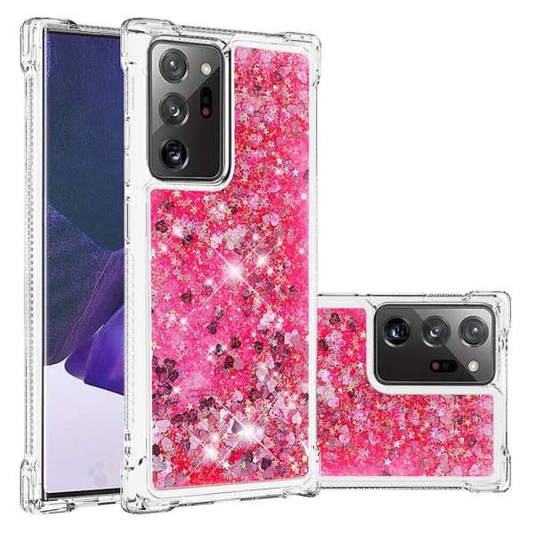 Deksel til Samsung Galaxy Note 20 Ultra Bumper Cover Sparkly Glitter Bling Flowing Liquid -rosa