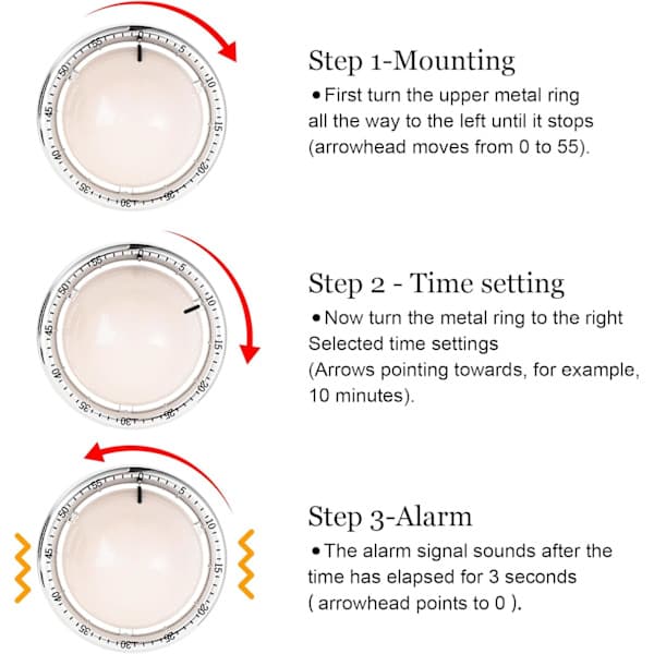 Mechanical Cooking Timer, Magnetic Countdown Timer, Loud Kitchen Alarm Clock, Planet Shape Beige, 60 Minute Kitchen Timer