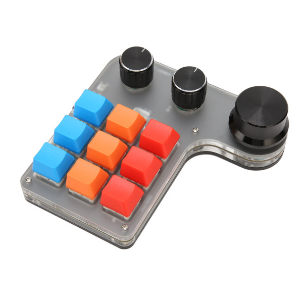 Mini tilpasset tastatur 9 taster 3 knotter Programmerbar RGB bakgrunnsbelyst programmeringsmakrotastatur for dataspillprogramvare