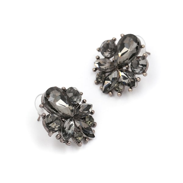 Fashionabla kvinnor glas strass örhängen legering eleganta örhängen smycken dekoration (grå)