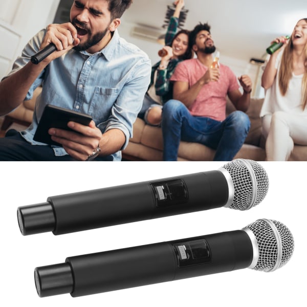 Trådløs håndholdt mikrofon 1 for 2 Klart trådløst mikrofonsystem med mottaker for familiefest utendørs