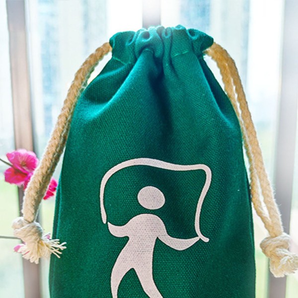 Elementary School Jump Rope Opbevaringstaske Mini Canvas Snørepose Sød Snørepose Grøn