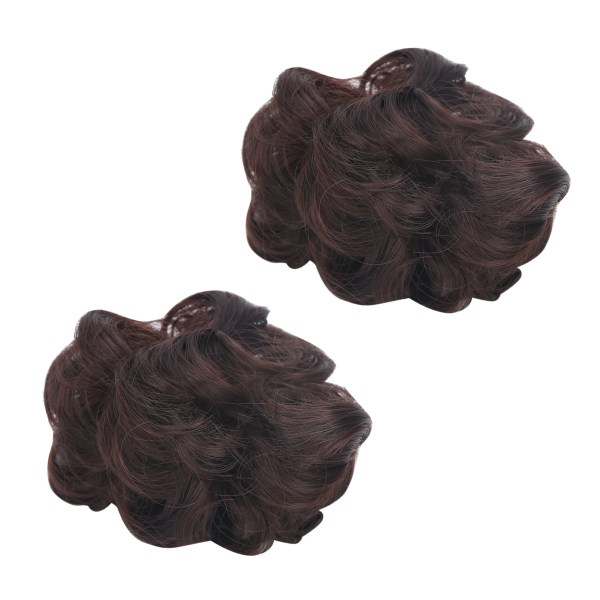 Mörkbrun Kvinnor stökigt hårbulle Högtemperaturfiber syntetiskt hårstycke Chignon