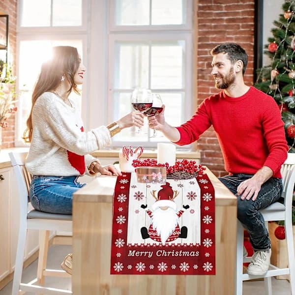 Joulupöytätabletti 72 tuumaa pitkä, Hyvää Joulua Tontut Juuttitabletit