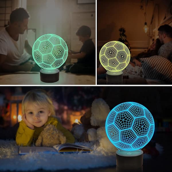 Fodbold 3D-lampe Natlampe Fodbold 3D Illusion-lampe til børn