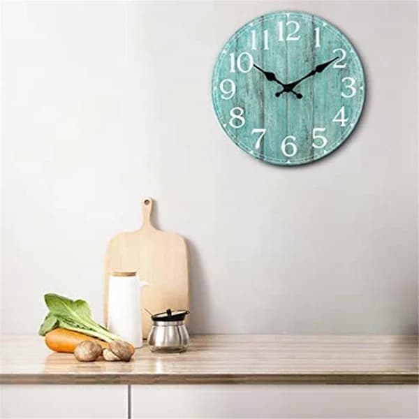 Wall Clock - Teal Green Wall Clock Battery Operated Silent Non-Ticking - Turquoise Decorative Clock