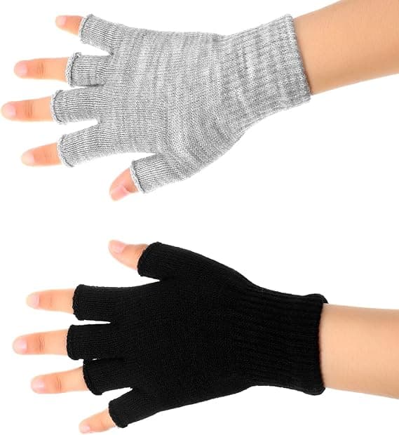 4 Par Vinterhalvfingervantar Strikket Fingervantar Varme Elastiske Vantar for Menn og Kvinner