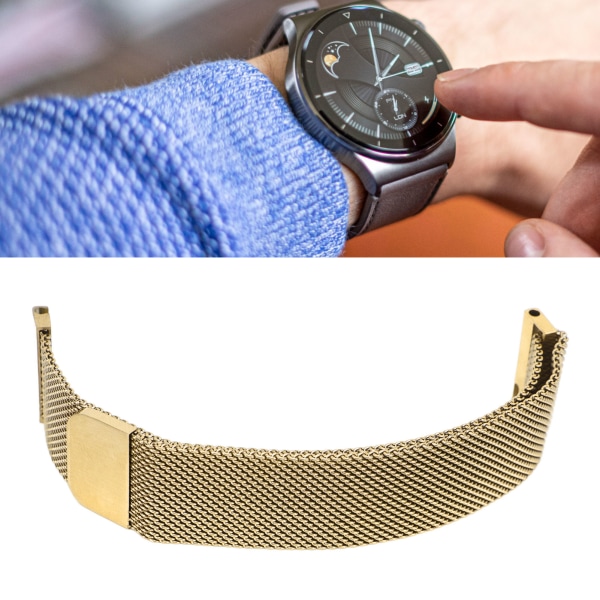 Smartwatch-rem i rustfritt stål Smartwatch-rem, erstatning for HUAWEI GT2 18 mm gull