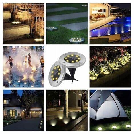 8 LED Jordlamper Varme Solcellelamper Landskapslamper
