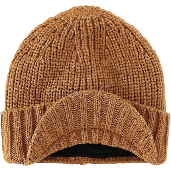 Hatt med skygge til mænd, vinter, strikket, tyk, udendørs Camel Camel One Size