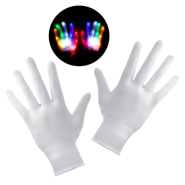 1 par lys hansker fargerike 6 modus blits myke LED fingerhansker for voksne Halloween Cosplay fargerikt lys