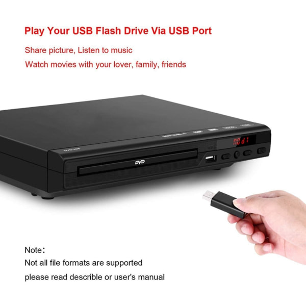 Dvd-spelare för tv, alla regioner free dvd-cd-skivor spelare Av-utgång inbyggd / Ntsc, USB ingång, fjärrkontroll