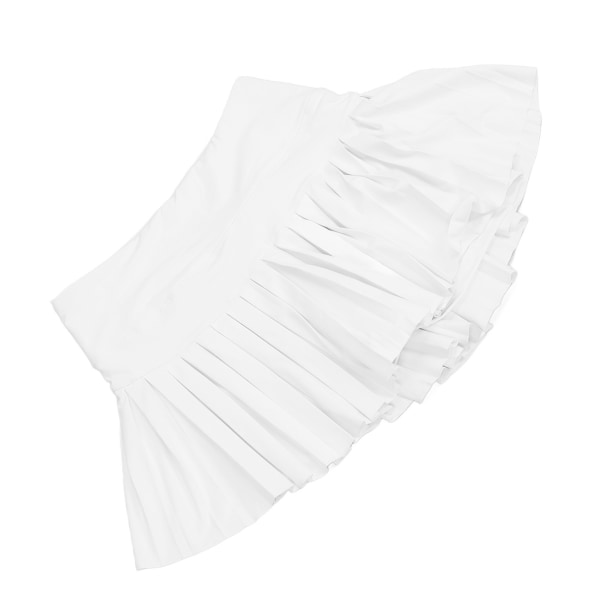 Sommar veckad kjol Mjuk andas vit tennisshorts kjol med fickor för flickor, kvinnor Fitness L