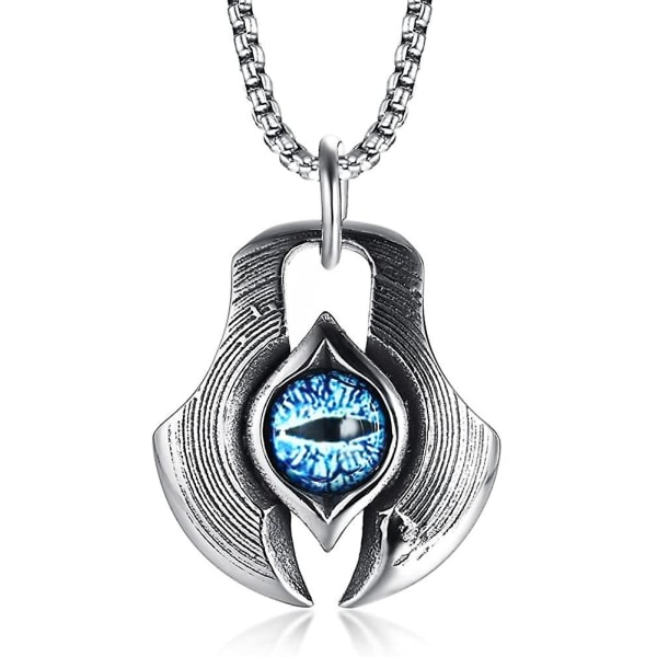 Grekisk blå drake i rostfritt stål for herrar Evil Eye, yxgjutning, hænge-amulet for hundeetiketter