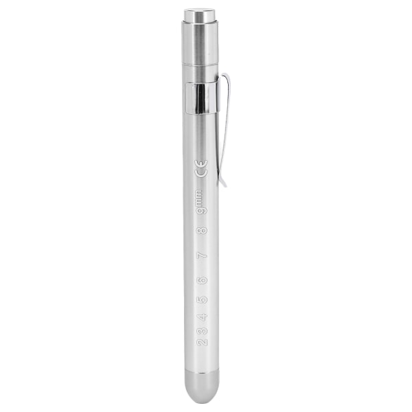 Pennljus för sjuksköterskor Klämma Vitt ljus Konvext huvud Återanvändbar fickstorlek LED-penna Ficklampa Silver
