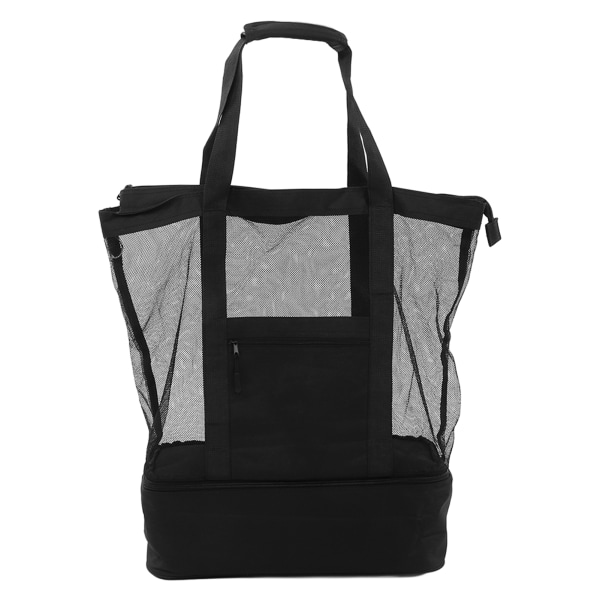 Matkalaukku Suurikokoinen mesh verkkokäsilaukku, jossa sivutasku kuntosalin urheilukotiin, musta