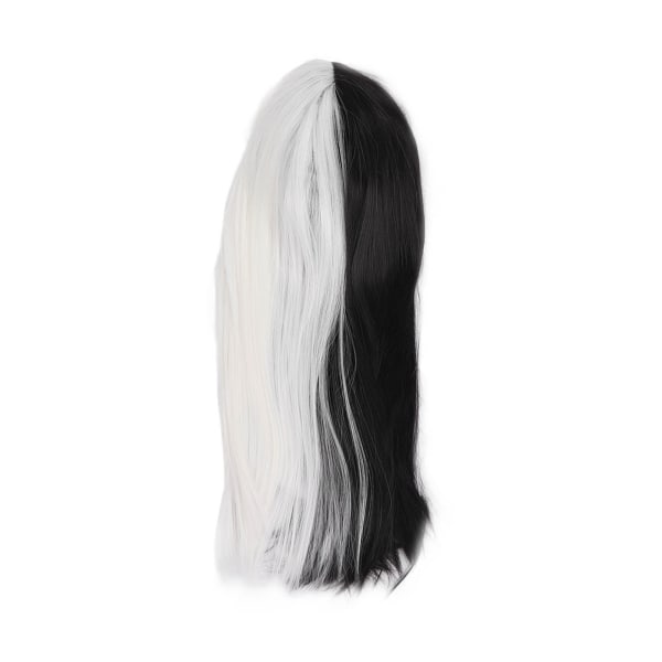 Kvinnor lång rak peruk Svart Vit Fashionabla syntetisk peruk med naturligt utseende för cosplay Halloween-fester